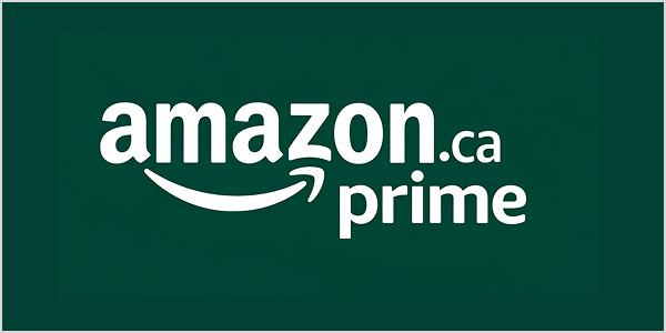 Amazon Canada Prime logo on green background.
